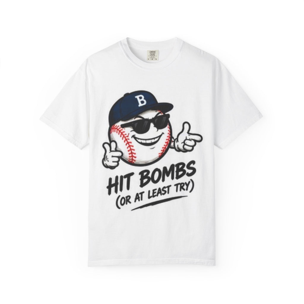Baseball Graphic T-Shirt-HIT BOMBS (or at least try)