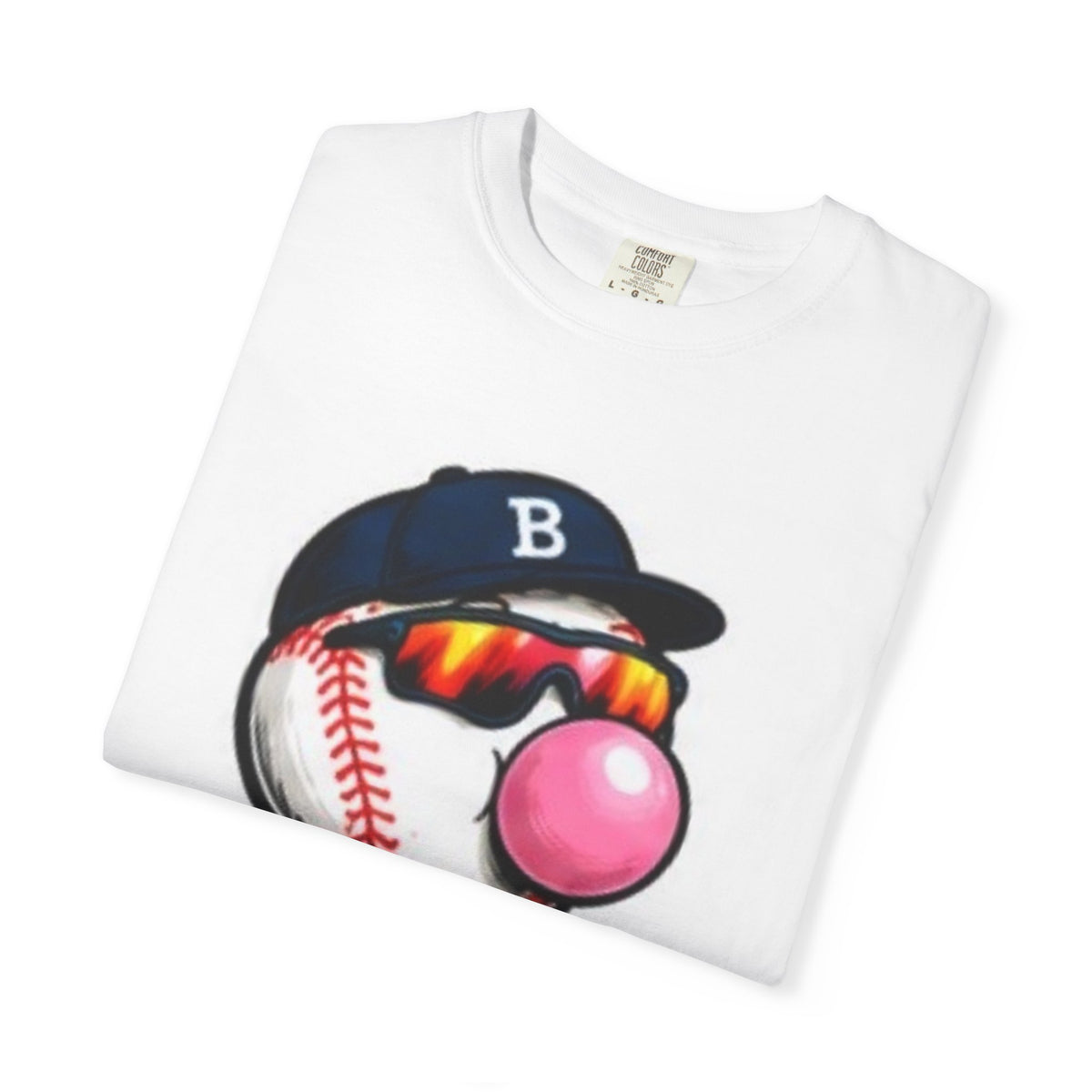 Baseball Graphic T-Shirt-HIT HARD CHEW GUM LOOK COOL